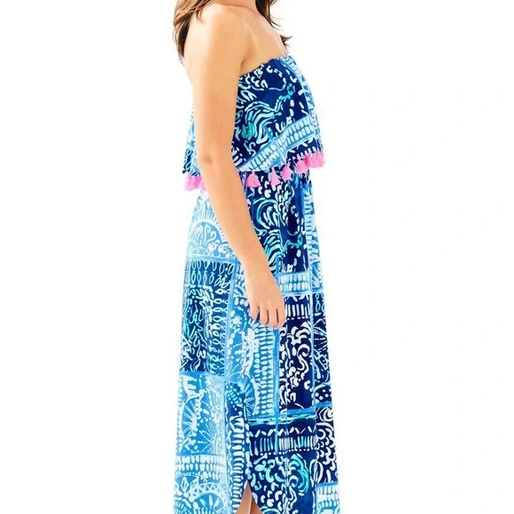 Excellent condition Lilly Pulitzer Meridian Midi Dress Small in indigo leid back - Picture 2 of 6